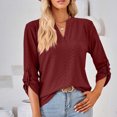 thumbnail image 2 of Pompotops T-shirt Ample à Manches Longues pour Femme, Uni, Col en V, en Solde, 2 of 7