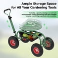 thumbnail image 4 of Garden Scooter Rolling Work Seat, 360° Swivel Heavy Duty Garden Cart with 10-Inch All-Terrain Tires, Extendable Steering Handle & Metal Tool Tray for Planting, Weeding, 4 of 9