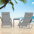 thumbnail image 3 of 3-Piece Outdoor Patio Rocking Chair Set, 2 Reclining Lounge Chairs + 1 Side Table, with Pillows, Black/White/Grey, Iron Frame, 3 of 5