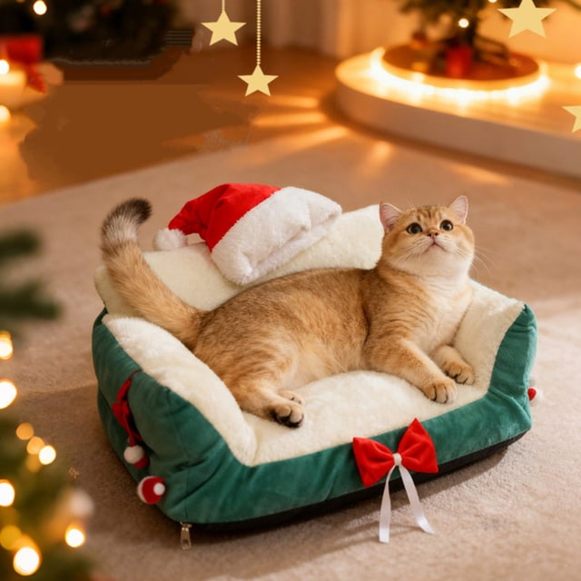 Iumwxz Pet Bed for Cats and Small Dogs Semi Enclosed Design with Removable Washable Cover 19.69 x 13.78 x 9.84 Inches Soft Inner Pad and Non Slip Base for Comfort and Security
