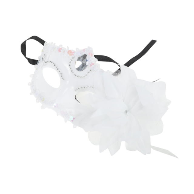 Unique Bargains 1 Pc Lily Princess Half Face Party Mask for Masquerade Party White