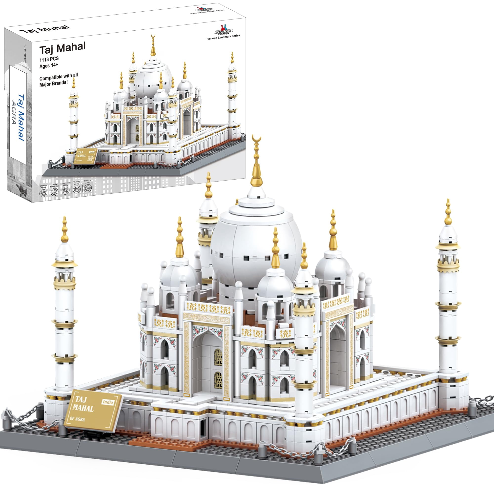Apostrophe Games Taj Mahal Building Block Set (1 113 Pieces) India'S Taj Mahal Famous Landmark Series Model For Kids And Adults