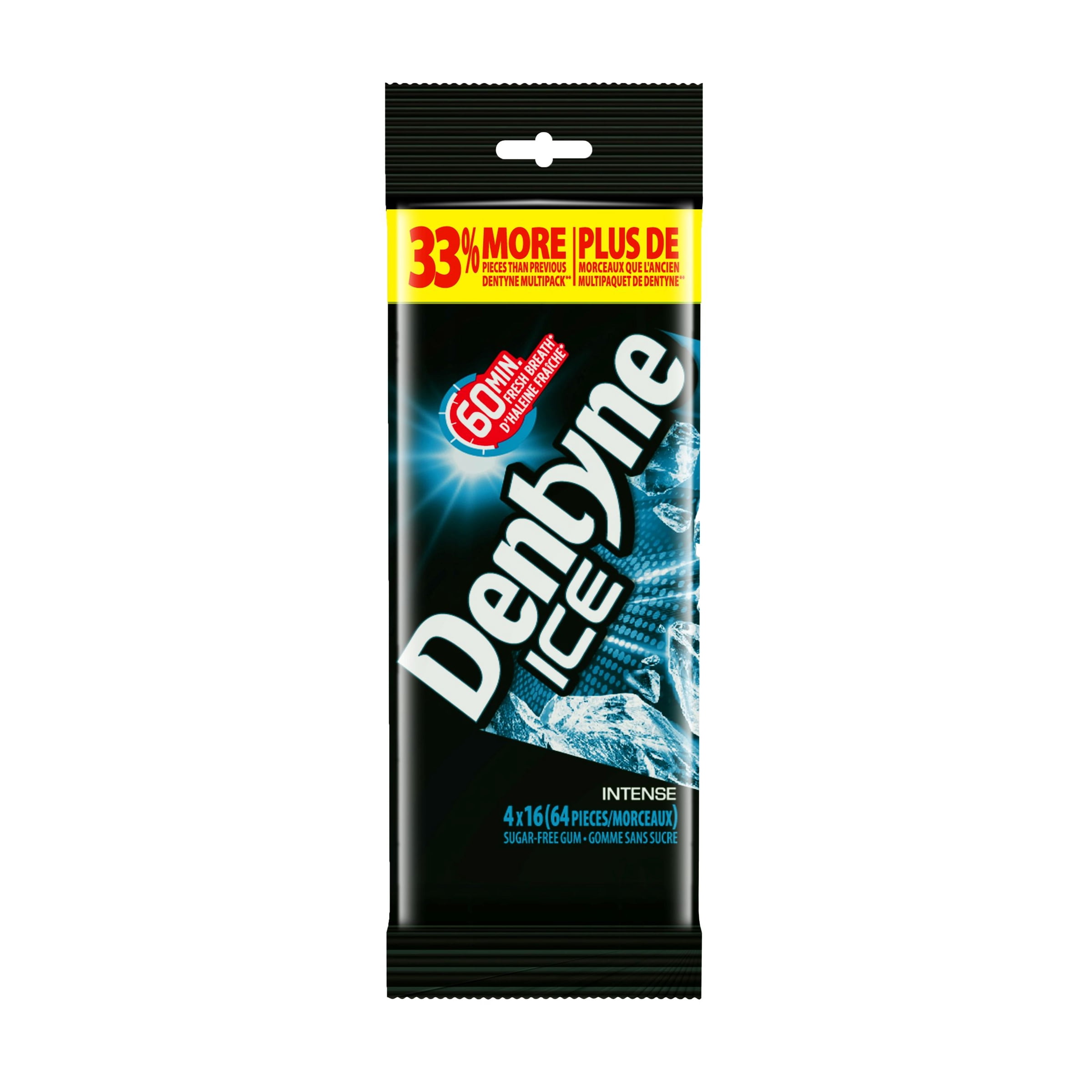 Dentyne Ice, Gomme sans sucre Intense, paquet de 4 (64 pièces)