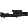 thumbnail image 3 of vidaXL 2-Seater Sofa Bed with Two Pillows Black Velvet, 3 of 5