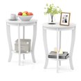 thumbnail image 1 of Costway 2 PCS 2-Tier End Table 18" Round Compact Sofa Side Nightstand with Storage Shelf White, 1 of 9