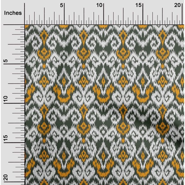 oneOone Georgette Viscose Fabric Diamond & Swirl Ikat Print Fabric BTY 42 Inch Wide