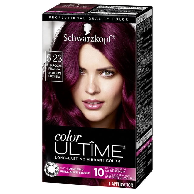 Schwarzkopf Color Ultime Crème Colorante Permanente en Teinte 5.23 Charcoal Fuchsia, Offrant une Couleur de Cheveux de Qualité Professionnelle Longue Tenue et Vibrante avec Sérum diamond brilliance pour jusqu'à 10 Semaines d'Intensité de Couleur Résistante à la Décoloration en une application.