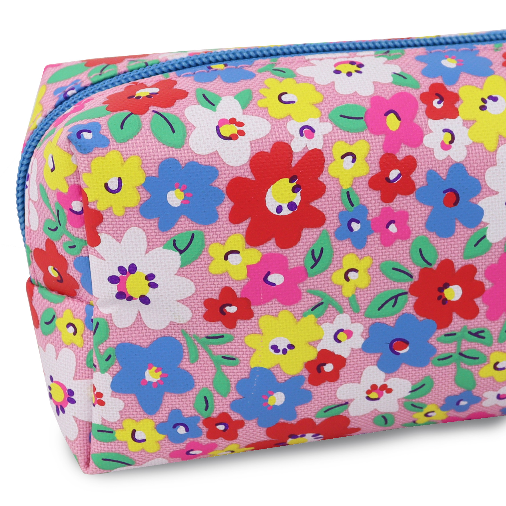Pen+Gear Floral Design Pencil Pouch, Pink Polyester with Bright Multi-Colour Flowers, Middle School and High School