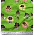 thumbnail image 1 of Soimoi Green Crepe Silk Fabric Circle,Cook & Working Girl Decor Fabric Printed Yard 42 Inch Wide, 1 of 3
