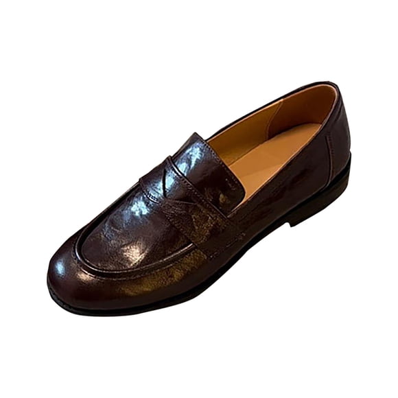 Women's Comfortable Vintage Loafers - Stylish Thick-Heeled Flat-Soled Shoes
