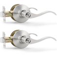 thumbnail image 1 of Satin Nickel Door Handle Interior Brushed Nickel Passage Door Lever for Hall and Closet Keyless Door Lock Set Reversible for Left Right Sided Doors Leverset Handleset, 1 of 7