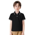 thumbnail image 3 of Chemises Garçons Manches Courtes Décontracté Polo Uni Noir 12-13 Ans, 3 of 6