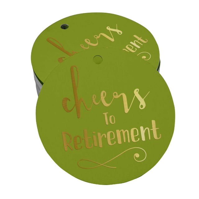 Inkdotpot Pack Of 50 Real Gold Foil Paper Tags Cheers To Retirement Favor Hang Tags
