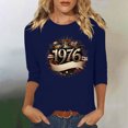 thumbnail image 1 of Uootdi Hauts pour Femmes Manches 3/4 Col Ras du Cou Imprimé Palmier Coucher de Soleil 1976 Coupe Décontractée T-Shirts Rétro Plage Vacances Cadeau, 1 of 4