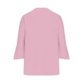 thumbnail image 5 of VKOYWKM 3/4 Length Sleeve Womens Tops Trendy Eyelet Embroidery Tees Button Down V Neck Pullover Tops Solid Color Ruffle Bell Sleeve Tunic Blouses, 5 of 5