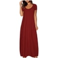 thumbnail image 1 of Cinvoph Robe Maxi Décontractée d'Été pour Femmes Grande Taille, Col Rond, Manches Courtes, Coupe Ample, Robe de Plage pour Vacances, 1 of 5