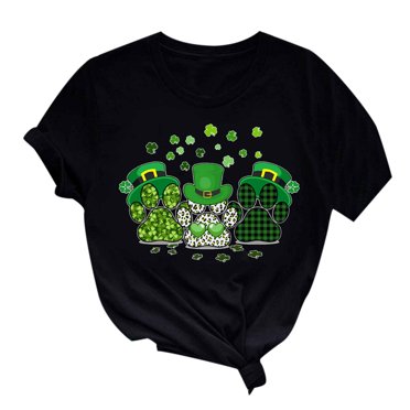 QIPOPIQ T-Shirts à Manches Courtes pour Femmes à Col en V T-Shirts de la Saint-Patrick T-Shirts Vert Trèfle Shirt St Patricks Day Shirts T-Shirt Hauts Imprimés T-Shirts des Fêtes T-Shirts Graphiques Aubaines