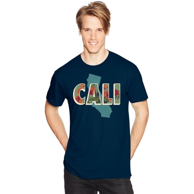 Hanes Mens Graphic Tee, 3XL, Cali Postcard