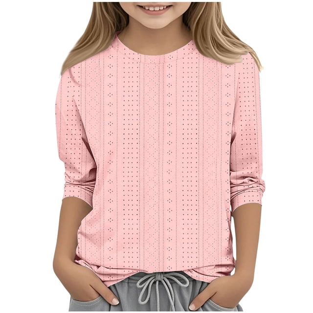 Bwiyojiz Tailles Mode 110-160 T-Shirt/chemise pour Enfants Uni Manches 3/4 Col Rond