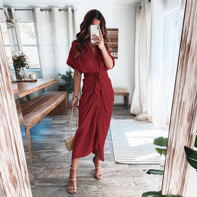 Robe en satin de Soie Aguichant à Col en V Profond pour Femmes