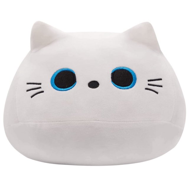 (1 Pack) Jeter Oreiller Peluche Poupée Mignon Mignon Chat (Yeux Bleus Blancs 40cm)