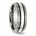 thumbnail image 4 of Titanium Grooved Sterling Silver Inlay 8mm Brushed/Antiqued Band Size 13.5, 4 of 6