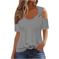 thumbnail image 2 of QIPOPIQ Women's Cold Shoulder Tops Short Sleeve V Neck T Shirts Basic Summer Tees Clearance, 2 of 7