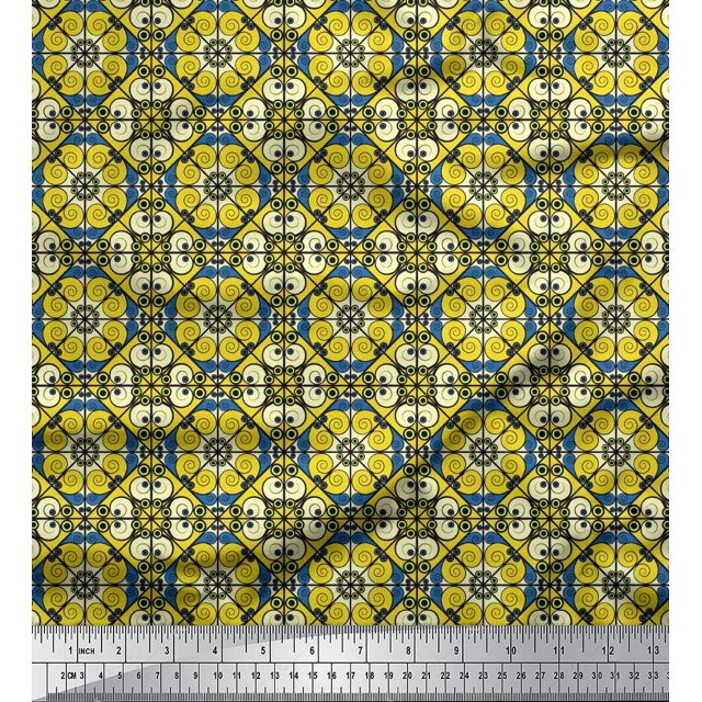 Soimoi Modal Satin Fabric Geometric & Paisley Decorative Print Fabric by Yard 42 Inch Wide
