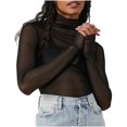 thumbnail image 1 of RXIRUCGD Mode Femmes Blouse à Manches Longues Confortable Respirante Col Roulé, Noir, Taille : S, 1 of 5