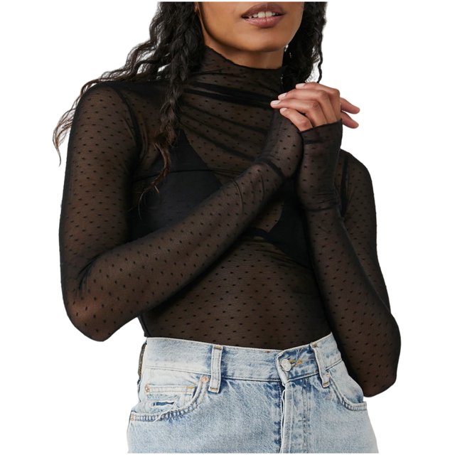 RXIRUCGD Mode Femmes Blouse à Manches Longues Confortable Respirante Col Roulé, Noir, Taille : S