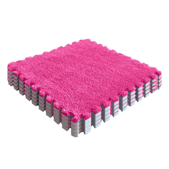 Czzoypi Dalles de Tapis en Peluche Emboîtables, Dalles de Tapis en Mousse Non Toxiques pour Tout-Petit Bébé, Dalles en Mousse Emboîtables Antidérapantes Lavables à la Machine pour Plancher, Chambre de Bébé, Salle de Jeux, Violet, Brun Pâle, Rose