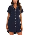 thumbnail image 2 of Kcodviy Chemise de Nuit Pyjama pour Femmes Chemises de Nuit Manches Courtes/longues Boutonnée 5X Robe de Nuit Tenue de Nuit Haut Chemise de Nuit Style Boyfriend pour Femmes Chemises Longues Robe de Nuit, 2 of 5