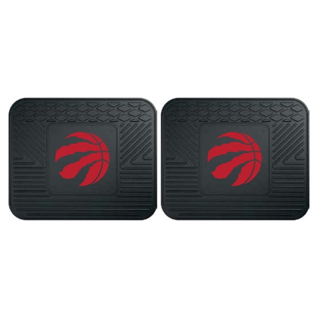 FanMats NBA Raptors de Toronto Ensemble de 2 Tapis Utilitaires, Tapis en Caoutchouc Noirs de 14 par 17 Pouces avec Endos Antidérapant Texturé et logo de basketball à Griffes Raptors Rouge Moulé au Centre, Conçus pour un Ajustement Universel dans les Voitures, Camions, Bateaux Ou à la Maison, Également Idéal comme Tapis d'Établi.