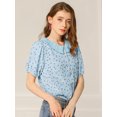 thumbnail image 2 of INSPIRE CHIC Women's Floral Puff Sleeves Pleated Collar Button Down Shirt, 2 of 6