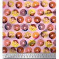 thumbnail image 1 of Soimoi Moss Georgette Fabric Donuts Food Print Fabric by The Yard 42 Inch Wide, 1 of 5