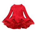 thumbnail image 1 of MeetoTime Girls Clothes 2-11 Years Solid Color Round Neck Long Sleeve Hem Mesh Sweater Dresses for Girl, 1 of 2