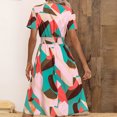 thumbnail image 4 of Mefallenssiah Woman Summer Printing V-Neck Short Sleeve Dress, 4 of 8