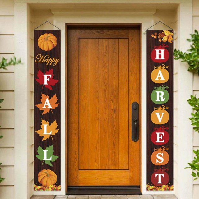 MesaSe Heureux Automne Porche Signe - Décorations d'Automne Extérieur Intérieur - Heureux Automne Récolte Bannière Signe - Automne Automne L'action de Grâce Fête Cour devant la Porte Pendaison Décor