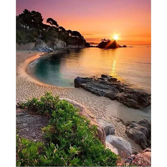 Ensemble de Peinture par Numéros Coucher de Soleil sur la Plage