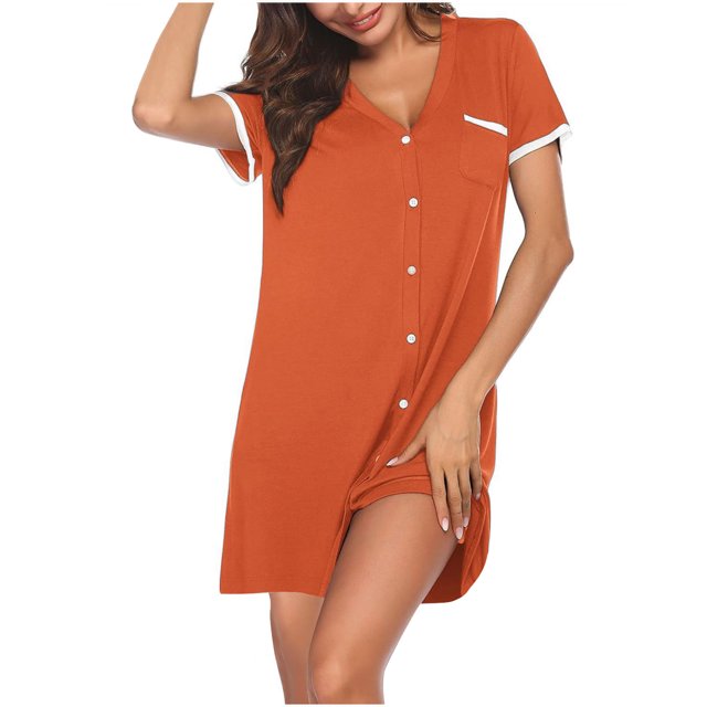 Gspmoly Robes Grande Taille pour Femmes aux Formes, Mode Femme Été Col en V Manches Courtes Couleur Contrastante pour la Maison Robe Courte Robes de Soirée pour Femmes jusqu'à 70 % de Rabais