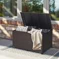 thumbnail image 2 of Costway 133 Gallon Patio Rattan Storage Deck Box Container Wheel Handle W/Liner, 2 of 10