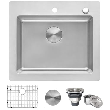 Ruvati Évier de Cuisine Encastré 25 x 22 Pouces - Bol Simple en Acier Inoxydable de Calibre 16 avec Fini Brossé Qui Cache les Égratignures, Évier de Cuisine Encastré Facile à Nettoyer - RVM5025