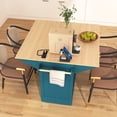 thumbnail image 4 of Newest 55.7'' Kitchen Island with 2 Drop Leaf for 4-6 Seating, Rolling Kitchen Cart on 5 Wheels with Power Outlet, Folding Dining Table with Spice & Towel Rack, 3 Drawers, for Kitchen,Green, 4 of 9
