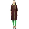 thumbnail image 2 of Phagun Kurti Droite à Col Mandarin pour Femmes, Motif Uni, Robe Ethnique Indienne de Designer, 2 of 8