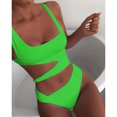 thumbnail image 4 of Neinkie Womens Scoop Neck Cutout Front Ruched Back High Cut Monokini One Piece Swimsuit, 4 of 7