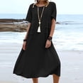 thumbnail image 4 of Bigersell Robes Formelles pour Femmes en Liquidation Femme Col Rond Manches Courtes Robe T-Shirt Midi Style D-121 Robes Décontractées Dames Grande Taille Robes d'Été, Noir 3TG, 4 of 8