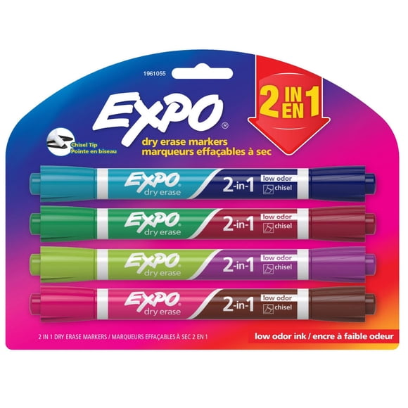 Expo 2-in-1 Assorted Chisel Tip Dry Erase Markers