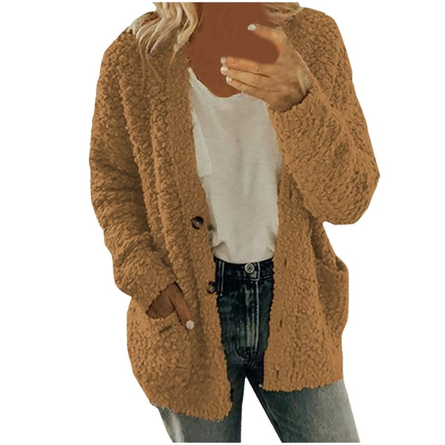 Winter Clearance Cardigan Sweaters for Women Long Sleeve Loose Coat Cardigan Solid Color Sweater