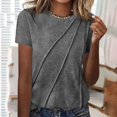 thumbnail image 2 of Timegard Hauts pour Femmes Mode Manches Courtes Col Rond T-Shirts Couleur Unie Décontractés Tendance Blouses, 2 of 5