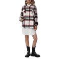 thumbnail image 2 of FOCUSNORM Manteau à Carreaux pour Femmes Juniors, Manches Longues, Col Boutonné, 2 of 9